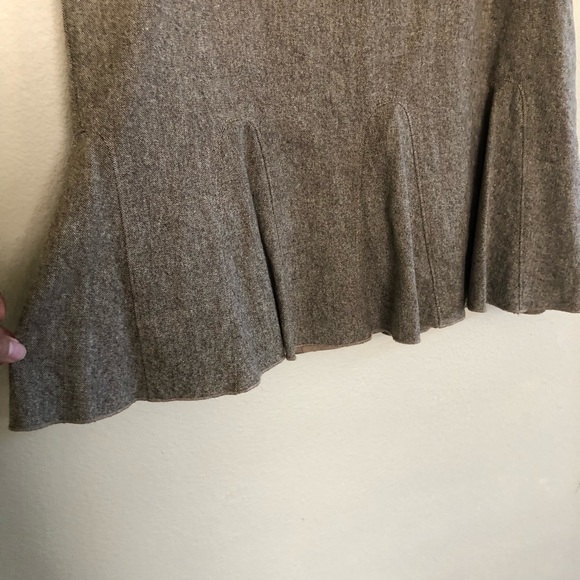 Ann Taylor Virgin Wool Blend Brown Tweed A-Line Flounce Hem Size 16 - Picture 4 of 14